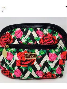Betsey Johnson “Luv Betsey “ roses crossbody w black & White chevron